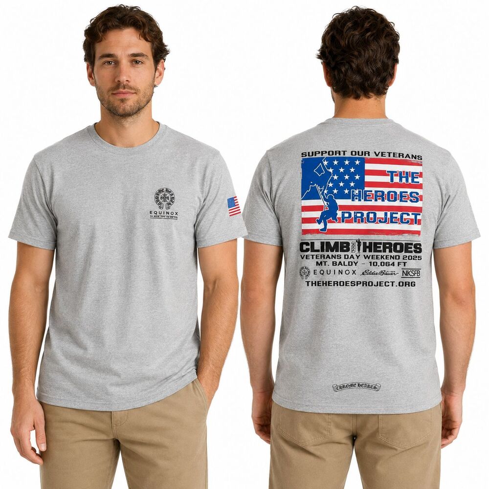 Chrome Hearts x Equinox Climb for Heroes 2025 Veterans Tee Gray USA S/S Medium